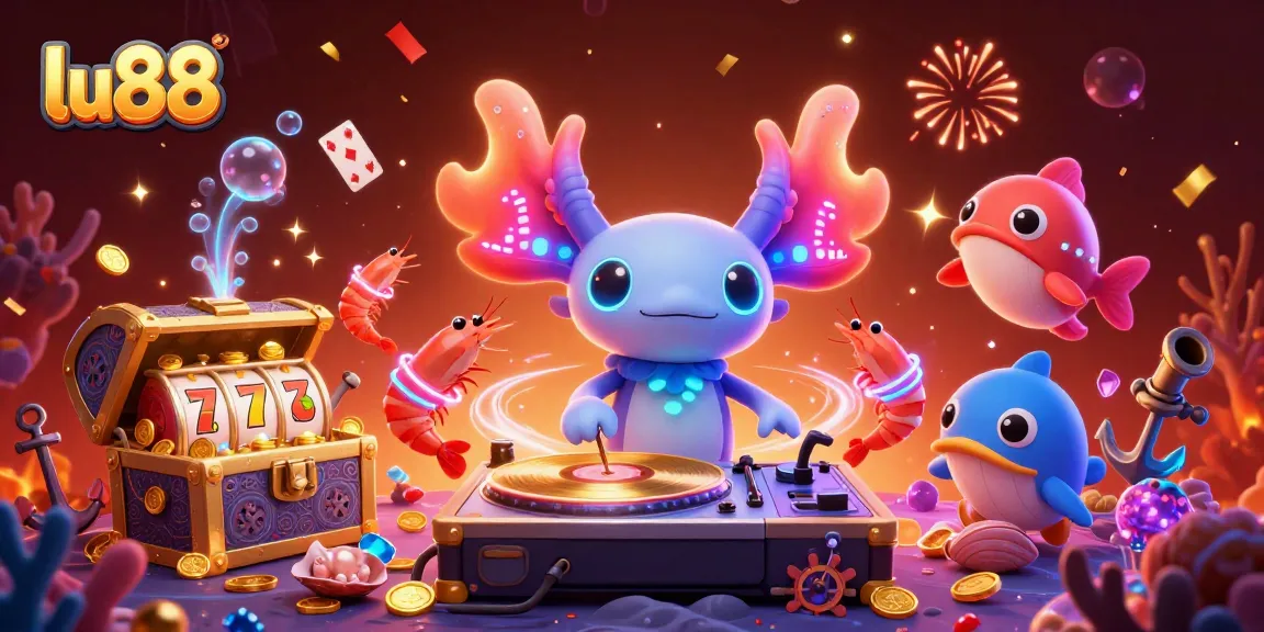 Experience the excitement of lu88 with a vibrant underwater casino scene full of treasures.