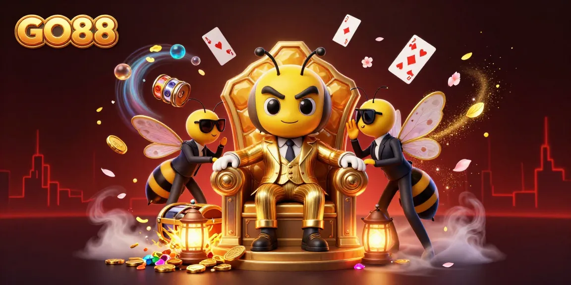 Engage with GO88 Casino's thrilling world, featuring vibrant characters in a packed, dynamic scene.