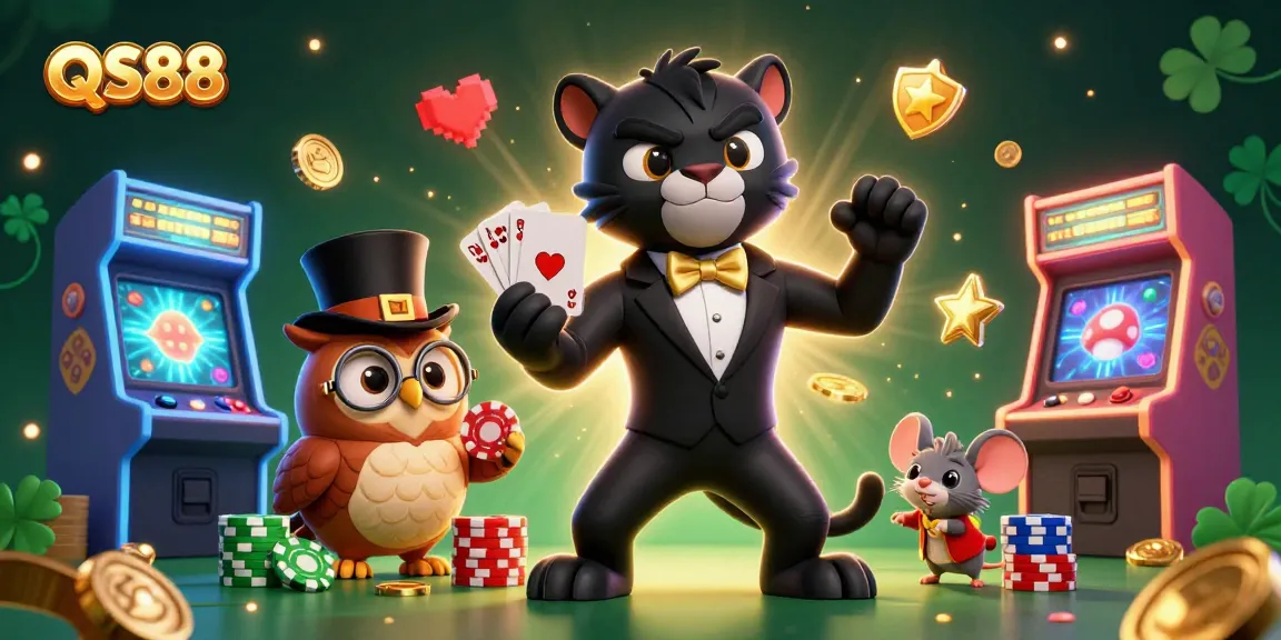 Experience thrilling gaming moments with QS88 as charming cartoon characters enhance the excitement.