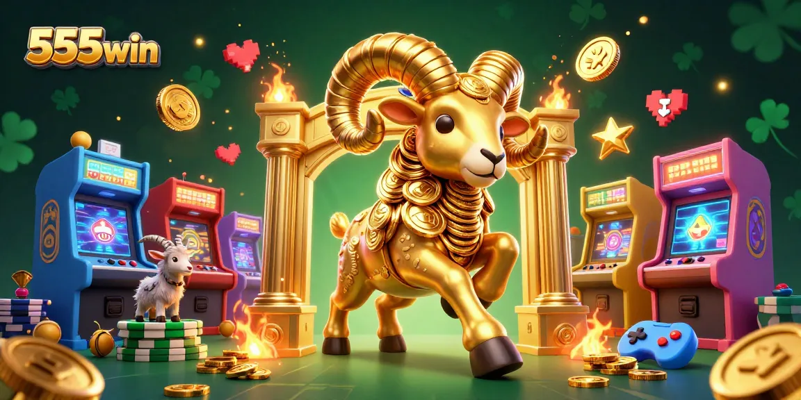 Experience thrilling wins with 555win's vibrant casino adventure featuring golden ram and game elements.