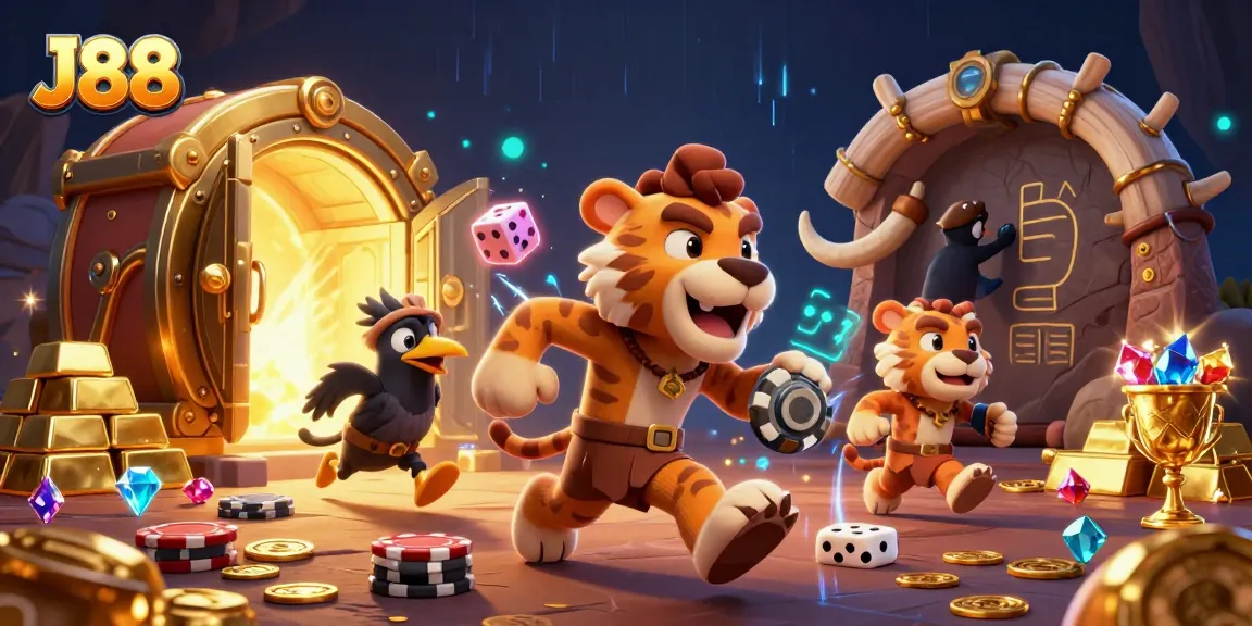 Engage with J88's exhilarating gaming experience in a vibrant casino setting.